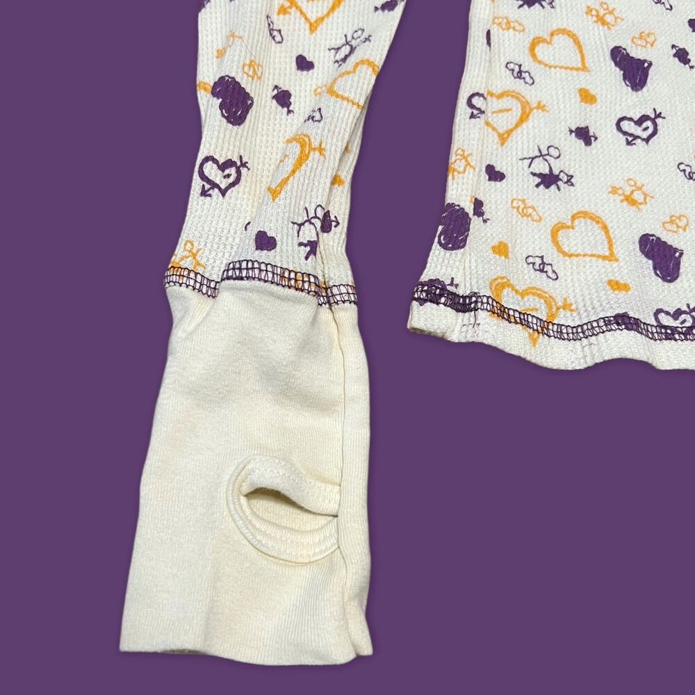 Vintage Y2K Emo Scrapbook Heart Doodles Long Sleeve Thermal Shirt - Size Small - Picture 5 of 8